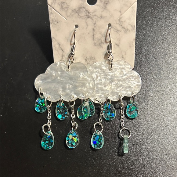 Jewelry - Silver and Blue Cloud Drop Earrings